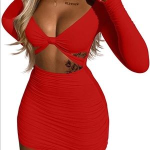 Red sexy cut out dress